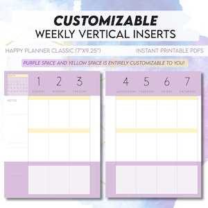 CUSTOMIZABLE Happy Planner Classic, Weekly Vertical Happy Planner Inserts and Printable Inserts