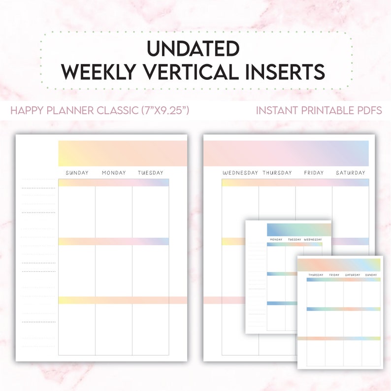 Gradient Undated Happy Planner Classic, Weekly Vertical Happy Planner ...