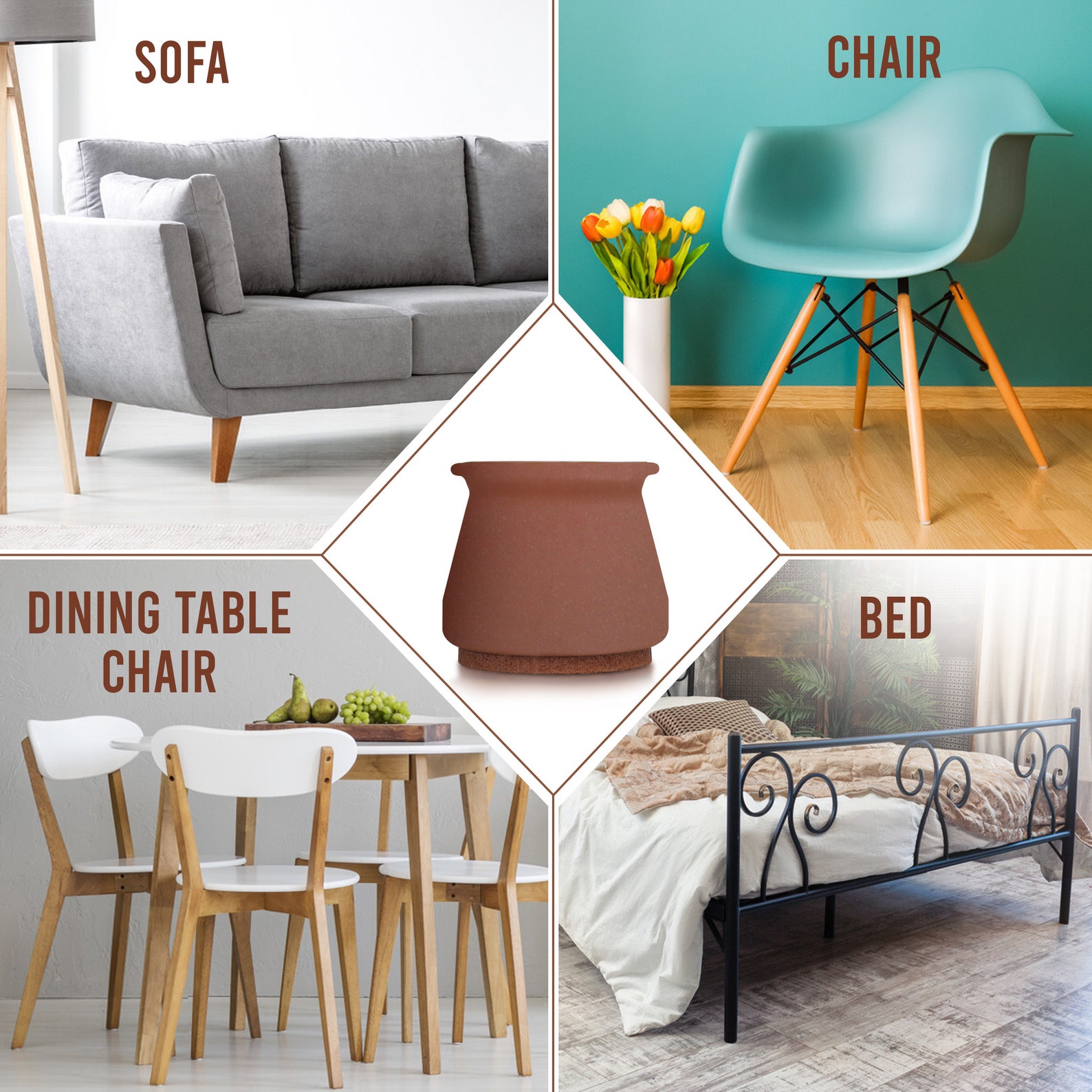 Furniture Footies Silicone Leg Covers for Chairs 16 Pieces Stretchable