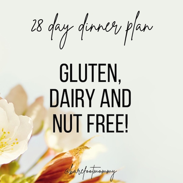 ALLERGEN FRIENDLY Meal Plan for family | instant download | curated dinner plan & grocery list | gluten, nut, dairy free | recipe planner