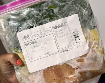 Freezer Meal Prep Labels: Recipe Stickers, Set of 2