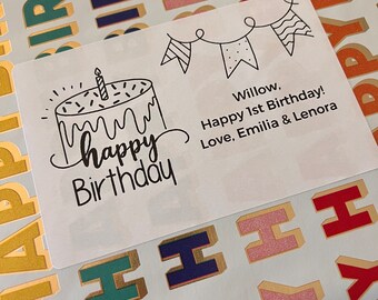 Personalized Sticker Birthday Cards | Sticker Tags | Birthday Card | Gift Tags for Kids, Birrhday Parties