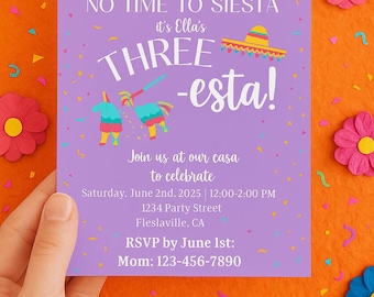 Three-Esta Birthday Invitation: Taco Fiesta, Customizable (Digital Download)