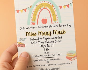 Teacher Shower Invitation | New Teacher Party, College Graduation for Education Majors • DIGITAL DOWNLOAD