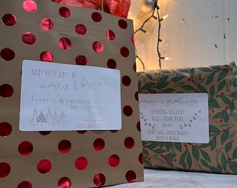 Personalized Gift Label Stickers | 4x6 Gift Tags for Christmas Gifts, Holiday, Hannukah | Christmas Card Stickers