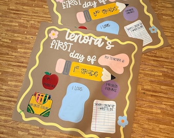 Back to School 3x3 Banner | First Day of School Photo Backdrop, Kindergarten, 1st 2nd 3rd Grade Poster