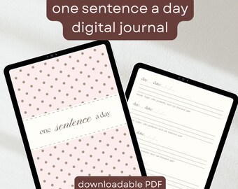 One Sentence a Day Digital Journal | 365 Days | Undated Daily Pages with Mood Check-In | Minimal PDF
