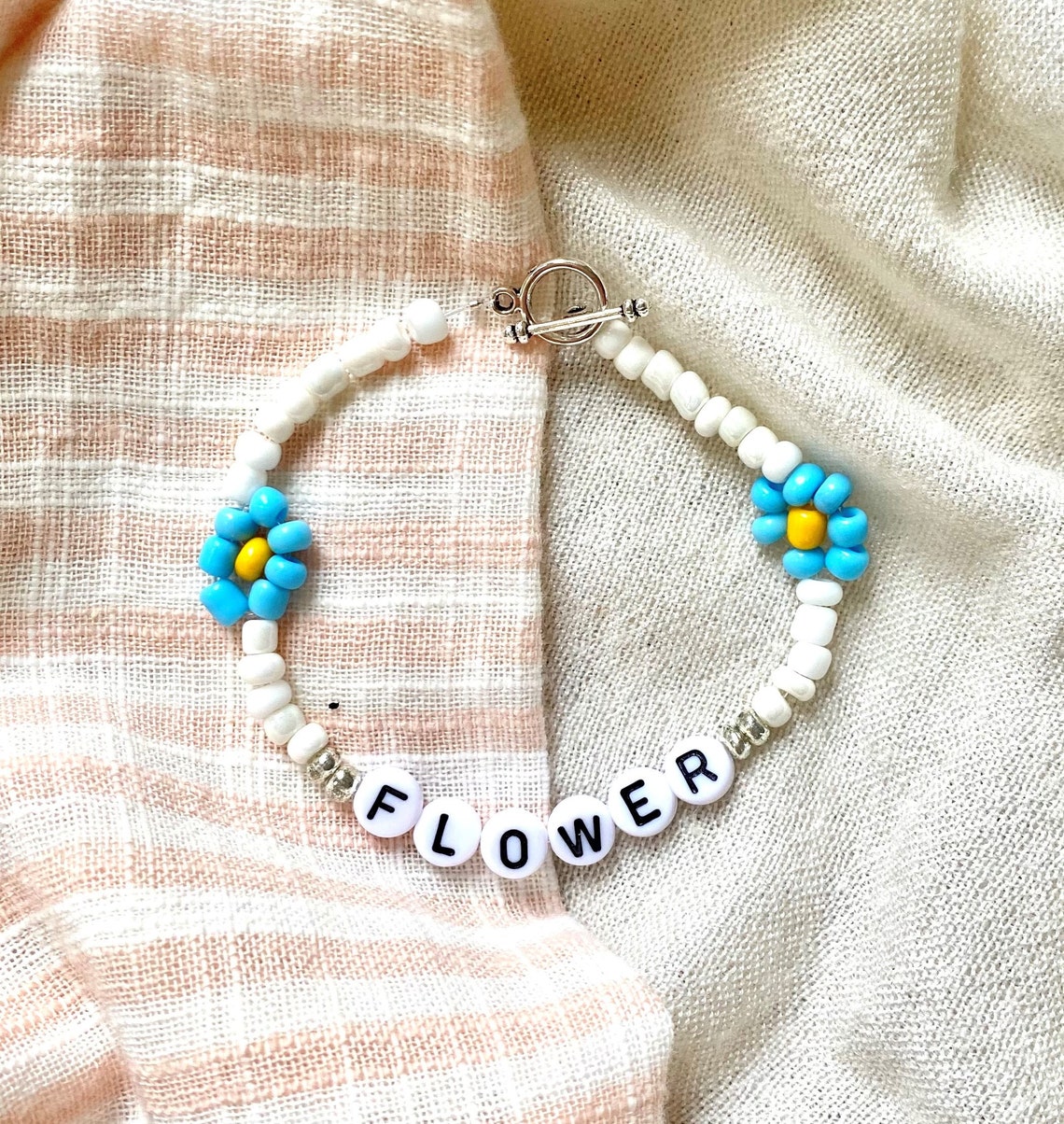 Handmade Customizable Flower Beaded Bracelet with Beaded Etsy