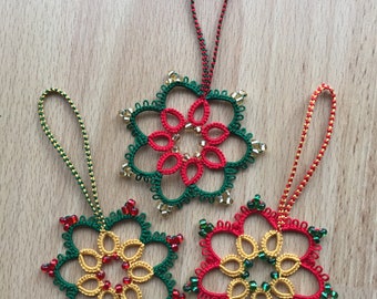 Christmas Decoration Pattern / Vintage Lace Tree Ornament/Floral Decoration/Handmade Tatted Lace