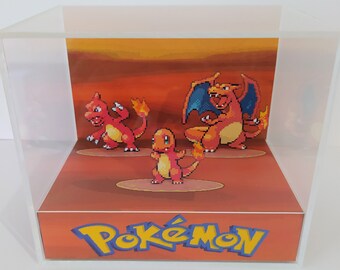 Pokemon Charmander Cube Diorama 3d Pokemon Shadow Box Etsy Denmark