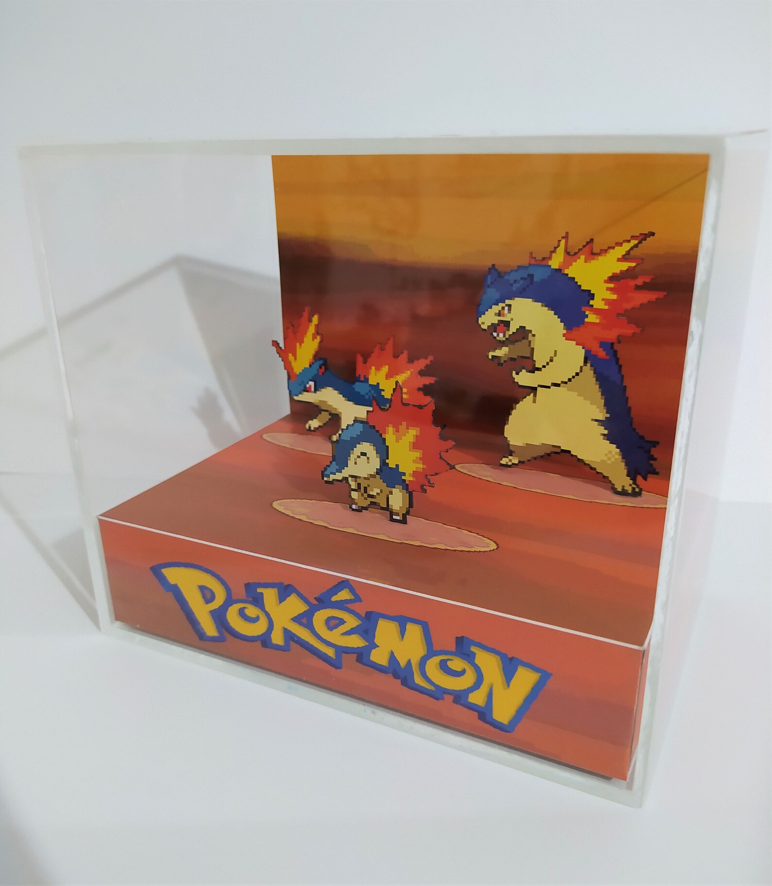 Pokemon Cyndaquil Evolution 3D Retro Gaming Cube Diorama Etsy