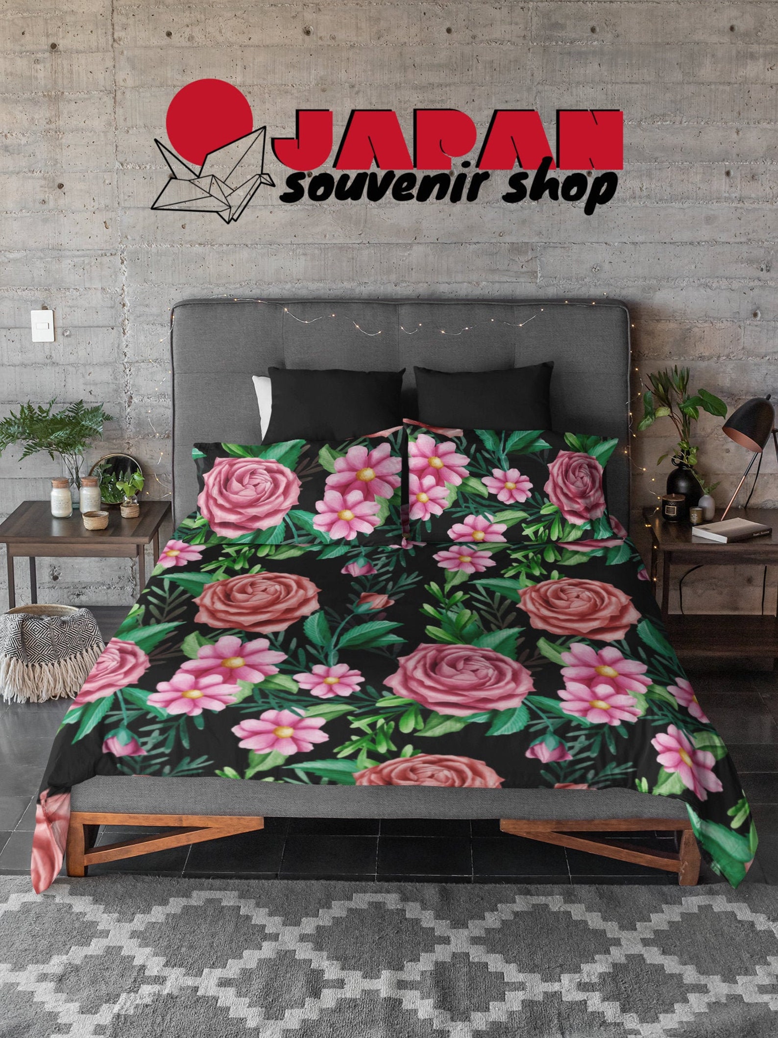 Pink Duvet Cover King Floral Design Duvet Set Pink Pillow Etsy