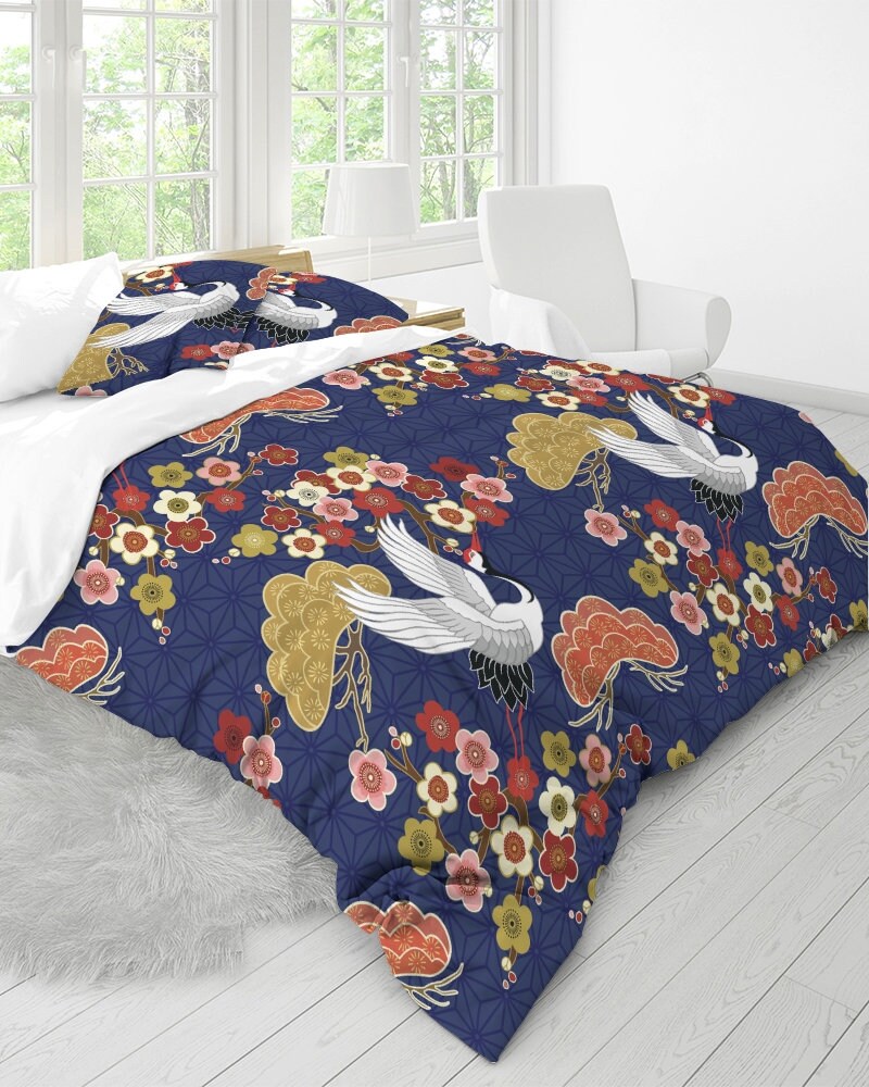 Japanese Blue Duvet Cover King Size Kimono Duvet Cover Etsy