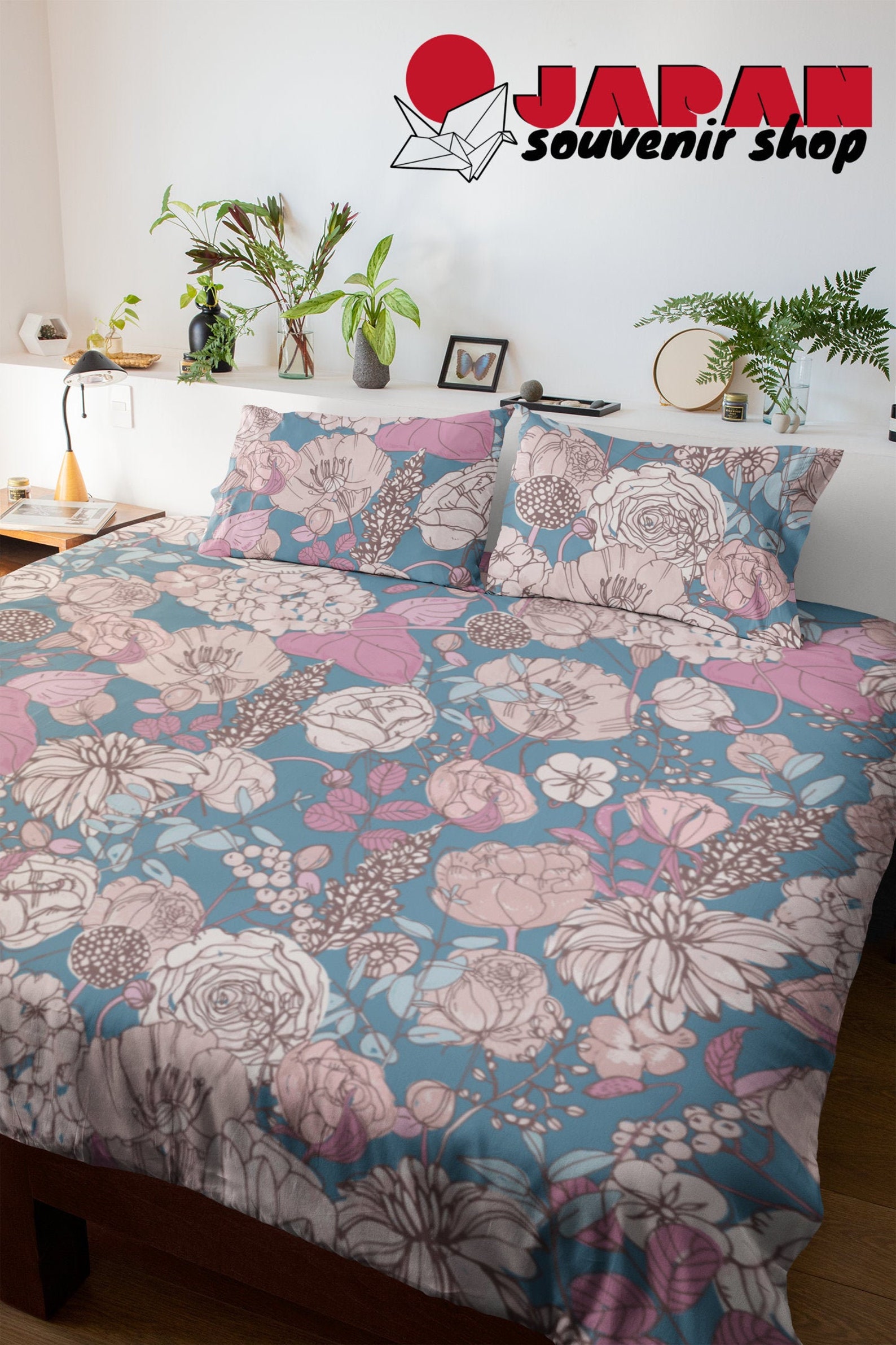 Pink duvet cover full floral design Queen duvet cover set Etsy