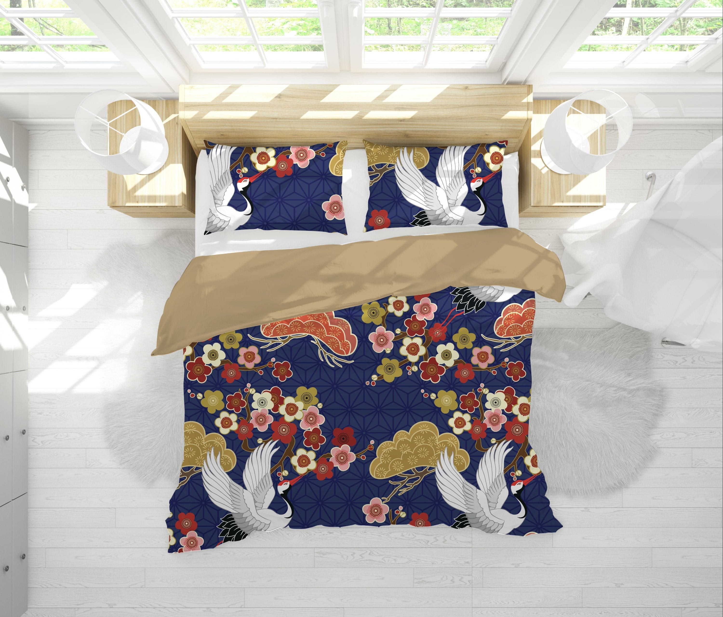 Japanese Blue Duvet Cover King Size Kimono Duvet Cover Etsy