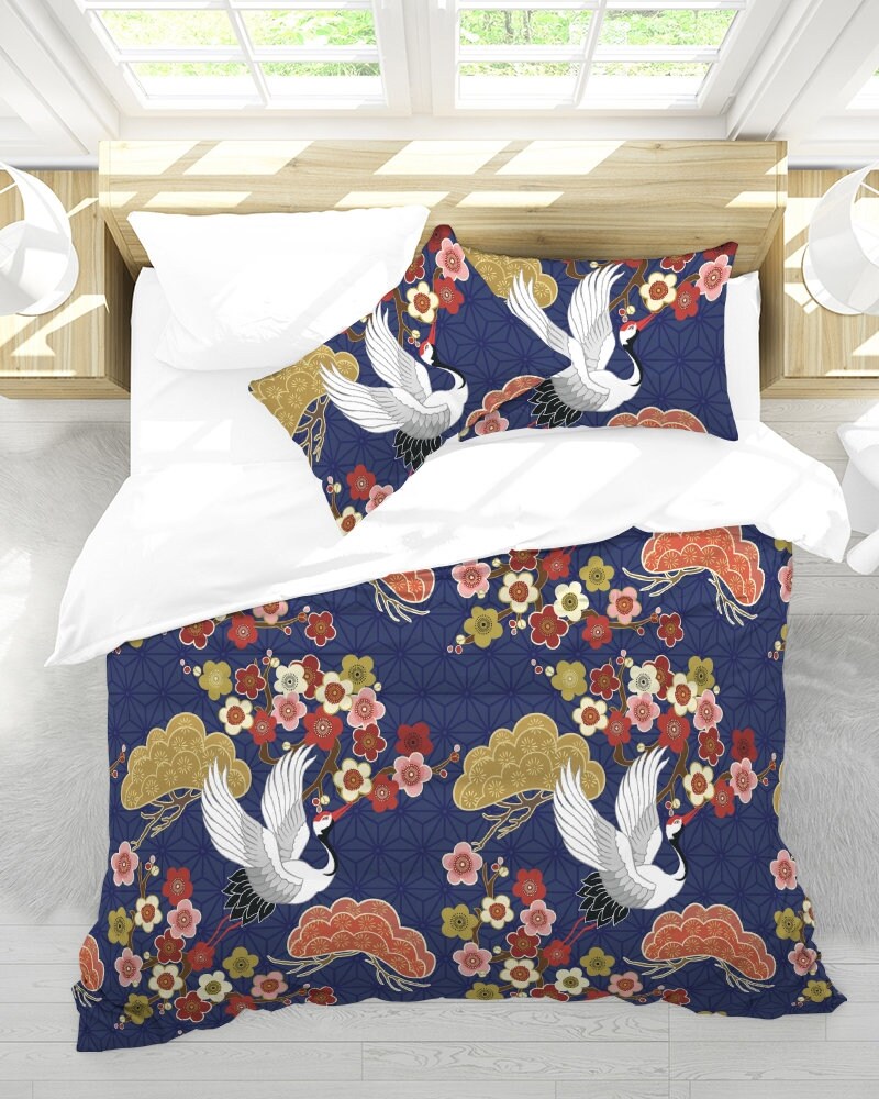 Japanese Blue Duvet Cover King Size Kimono Duvet Cover Etsy