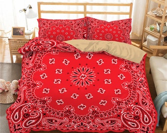 Red Paisley Bedding, Red Paisley Duvet Cover Queen