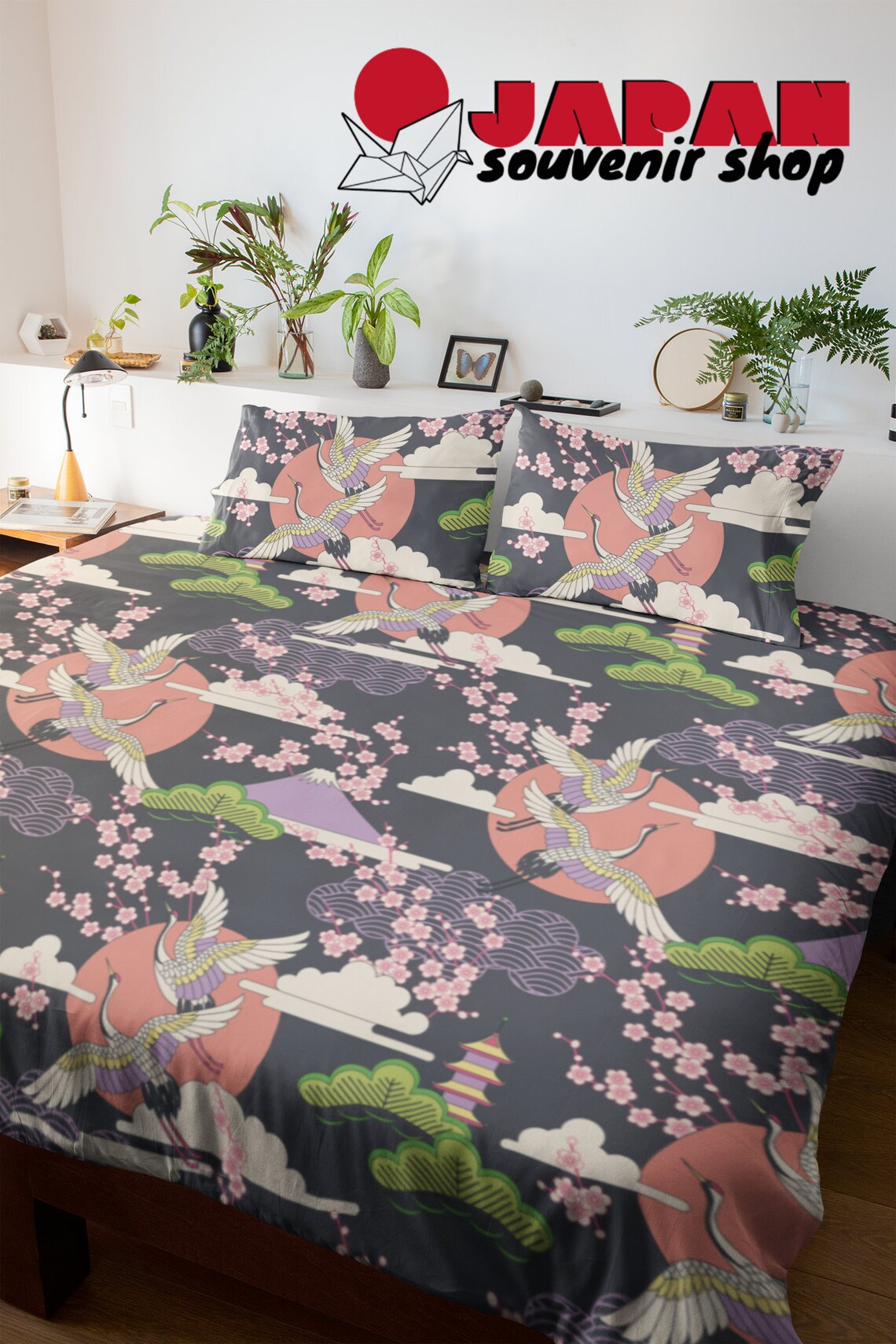 Japanese King Duvet Cover Grey Duvet Set Bed Coverlet Japan Etsy