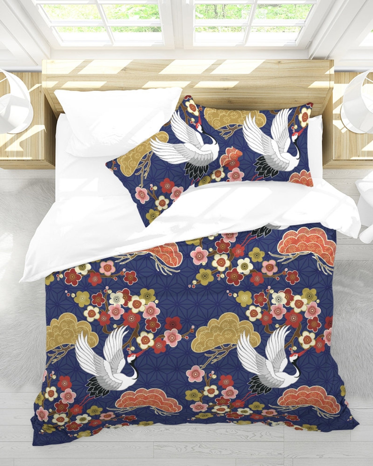 Blaue Bettdecke Abdeckung Queen Size Bett Decke mit Kissen | Etsy