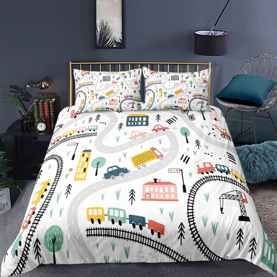 boys train bedding
