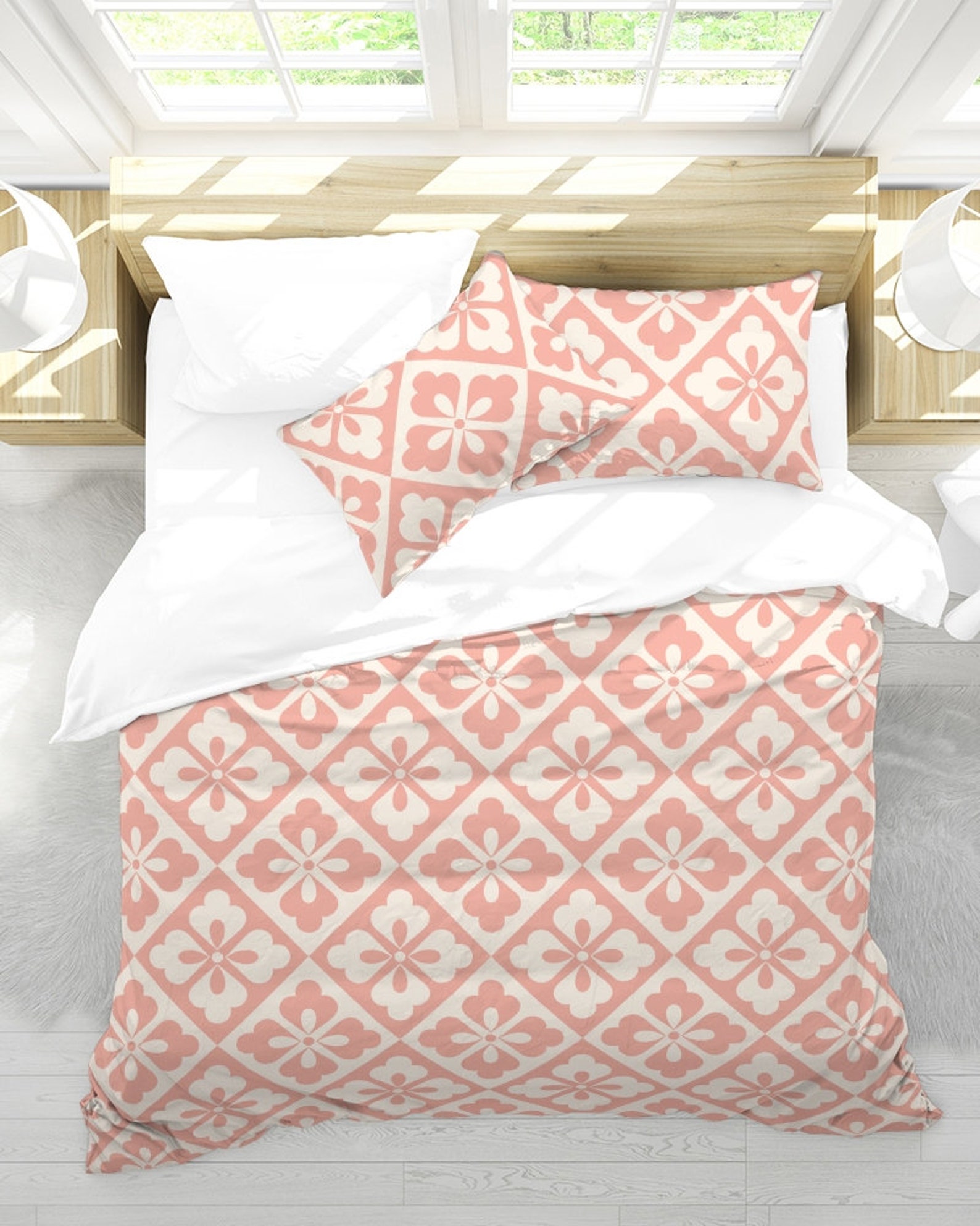 Queen Duvet Cover Set Peach Pattern Pastel Color Duvet Queen | Etsy