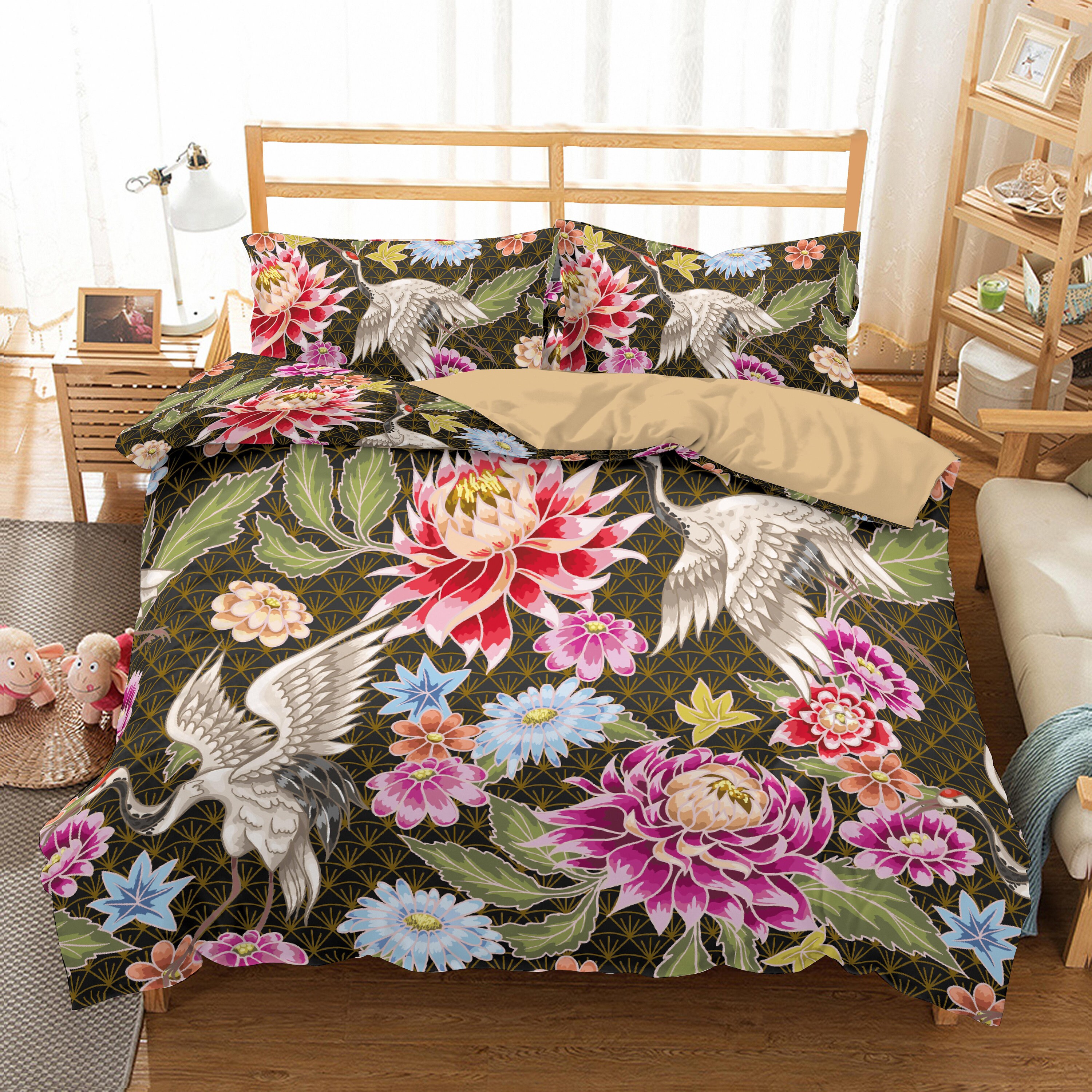 Vintage Queen Duvet Cover Japanese Art Queen Size Bed Duvet Etsy