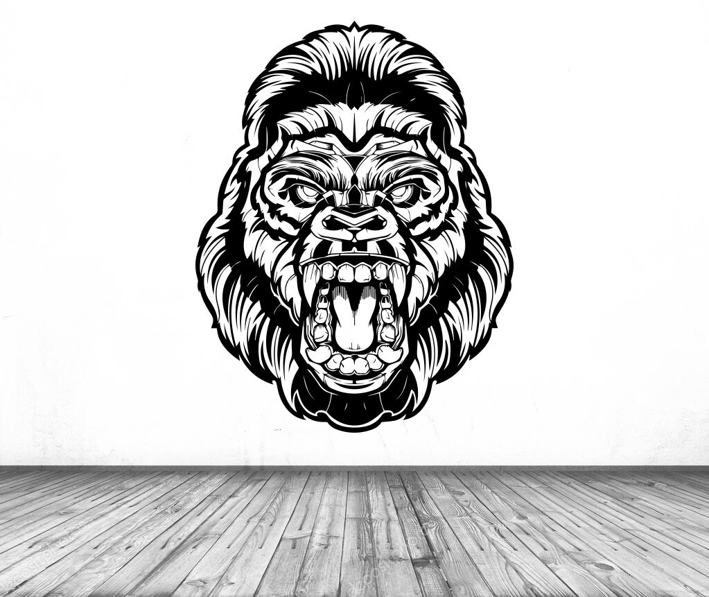 The Head Of A Formidable Gorilla Wall Sticker Vinyl Decal Etsy