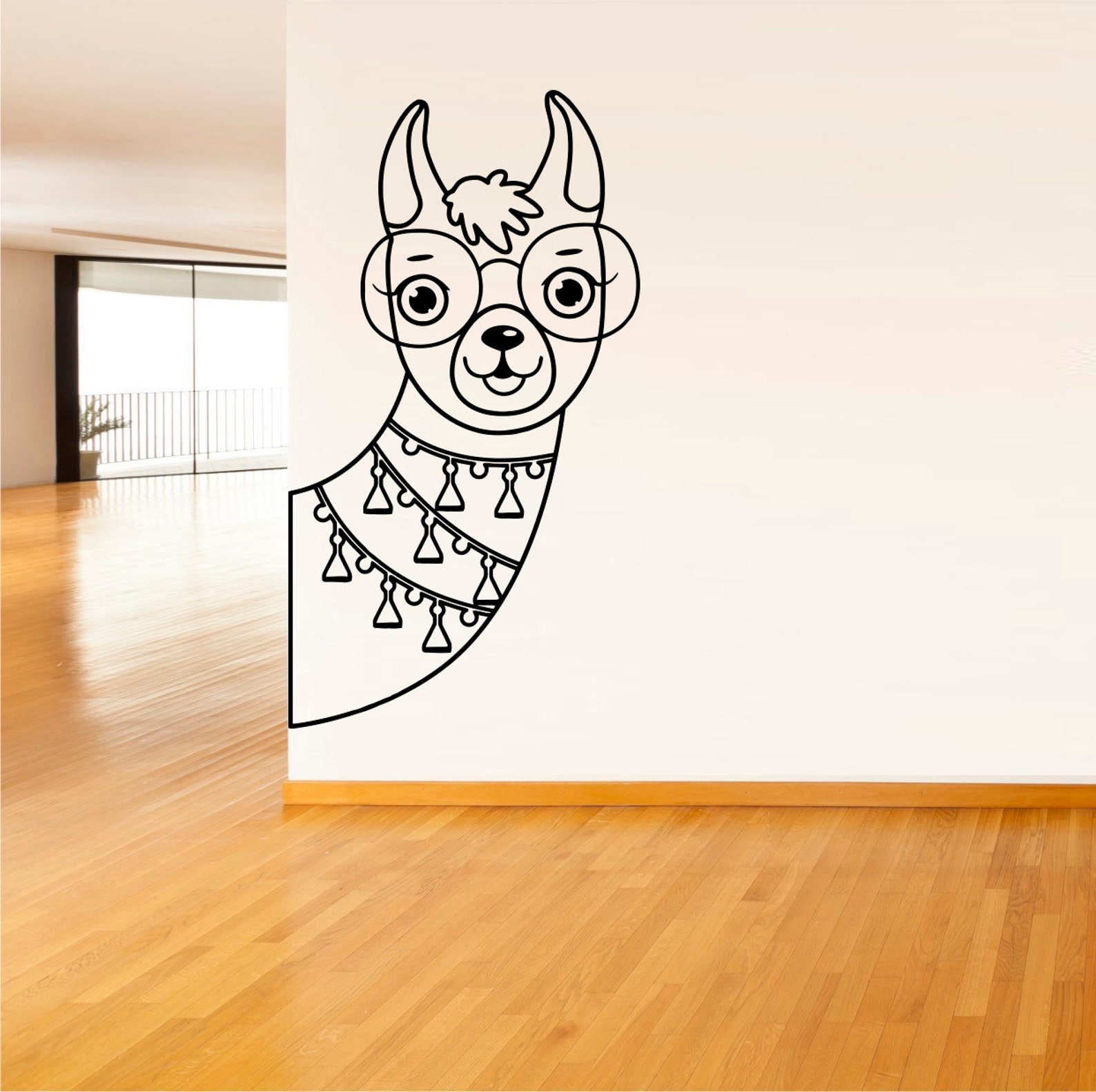 Llama With Glasses Wall Sticker Vinyl Decal Mural Art Decor Etsy