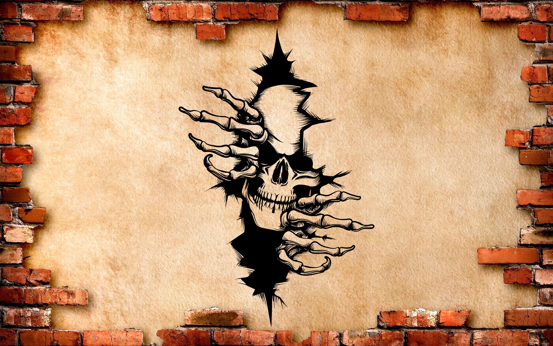 Emerging Scary Skeleton Wall Sticker Vinyl Decal Mural Art Etsy