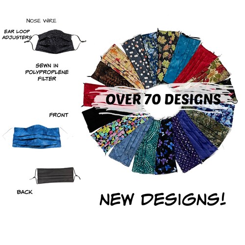 Face Mask Women Nose Wire and Filter Washable 3 Layers Etsy