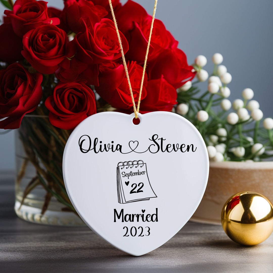 Wedding Ornament With Name and Date Personalized Wedding Etsy