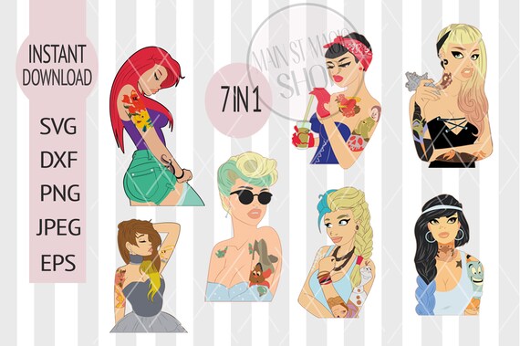 7pcs LAYERED Punk Disney Princess svg disney trip svg punk | Etsy