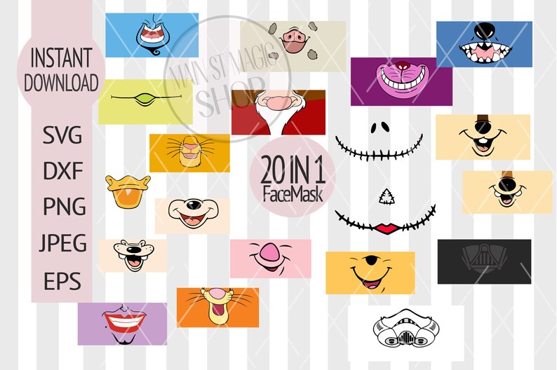 Download Disney face mask svg Disney face mask mask designs PACK of ...