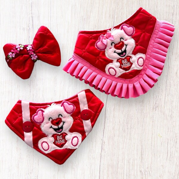 Valentines Day Dog Bandana, Snap on Dog Bandana, Couture Dog Bandana, Luxury Dog Accessories