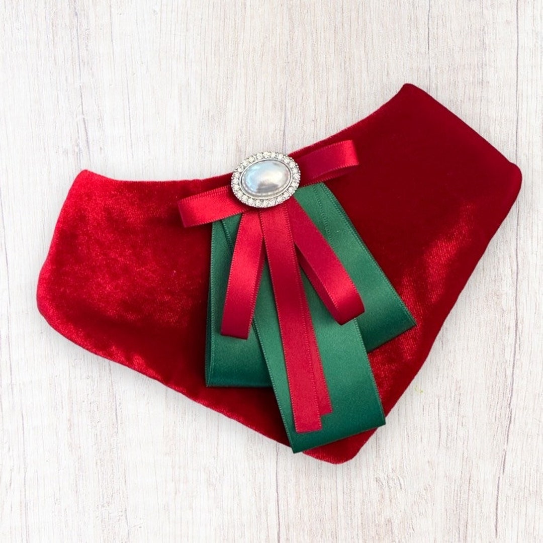 Christmas Dog Bandana Red Velvet Dog Bandana Couture Dog Etsy