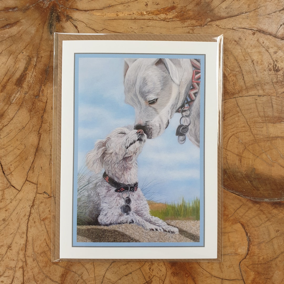 Cute Dog Greeting Card Friendly Dogs Original Artwork Print Notelet