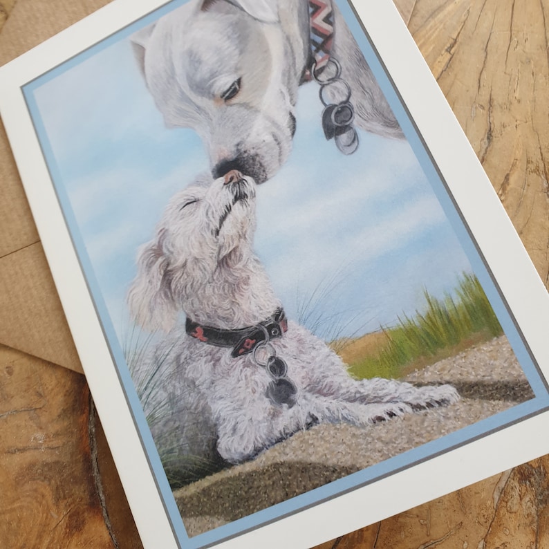 Cute Dog Greeting Card Friendly Dogs Original Artwork Print Notelet
