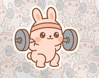 Pegatina de sentadillas de conejo de gimnasio