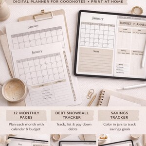 Budgetplanerare 2026 | Minimalistisk digital budgetplanerare | Månads- och årsbokning av ekonomi | Måndagsstartkalender | iPad GoodNotes PDF