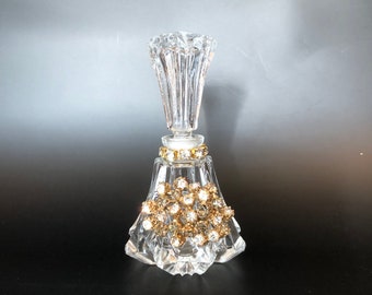 Jeweled Vintage Perfume Bottle Mid Century Modern Glam Vanity Bathroom Decor