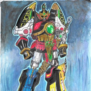 Power Rangers Thunder Megazord original illustration Fan Art Mixed Media signed artwork