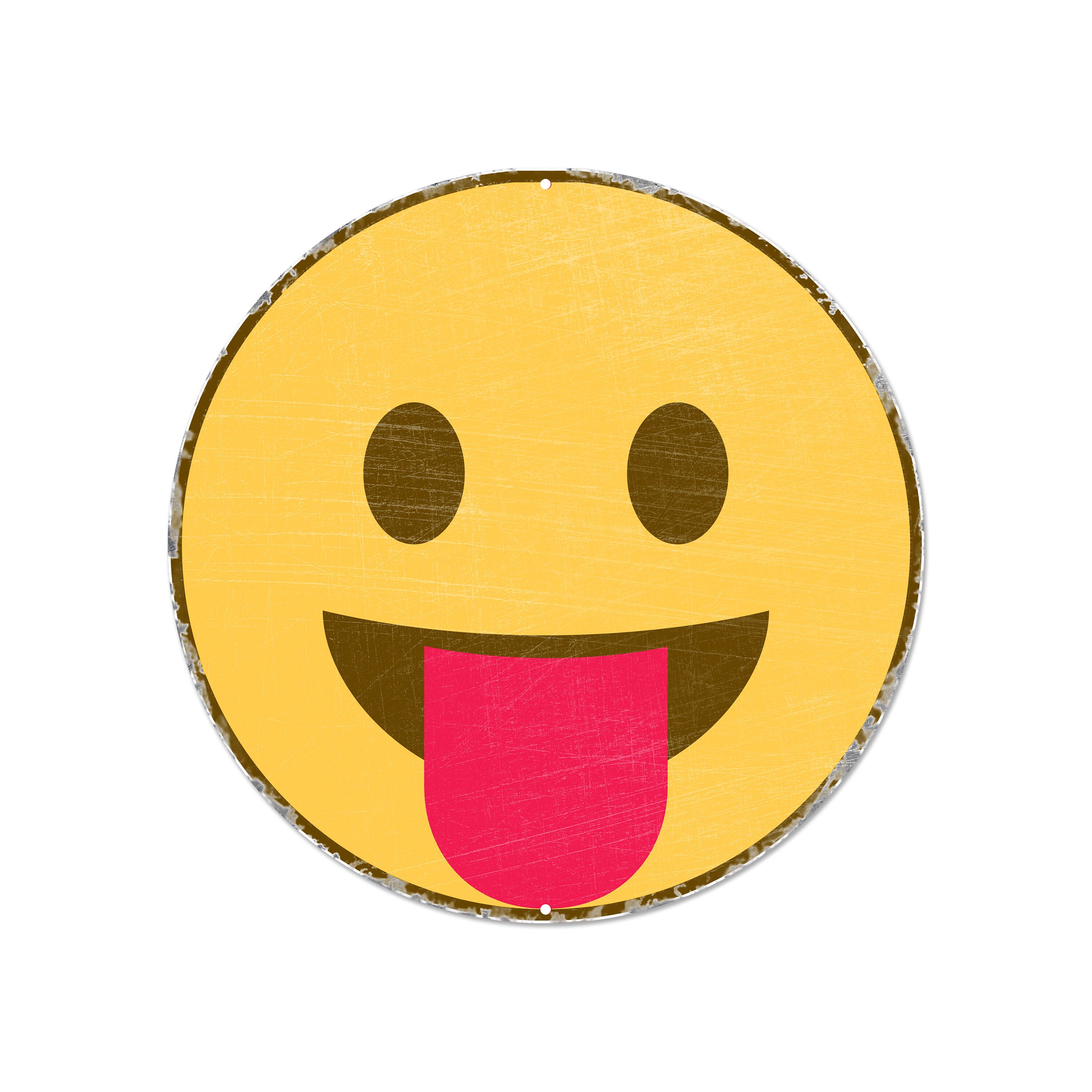 スマイリーフェイス ビンテージ絵文字サイン 12 インチ ラウンド