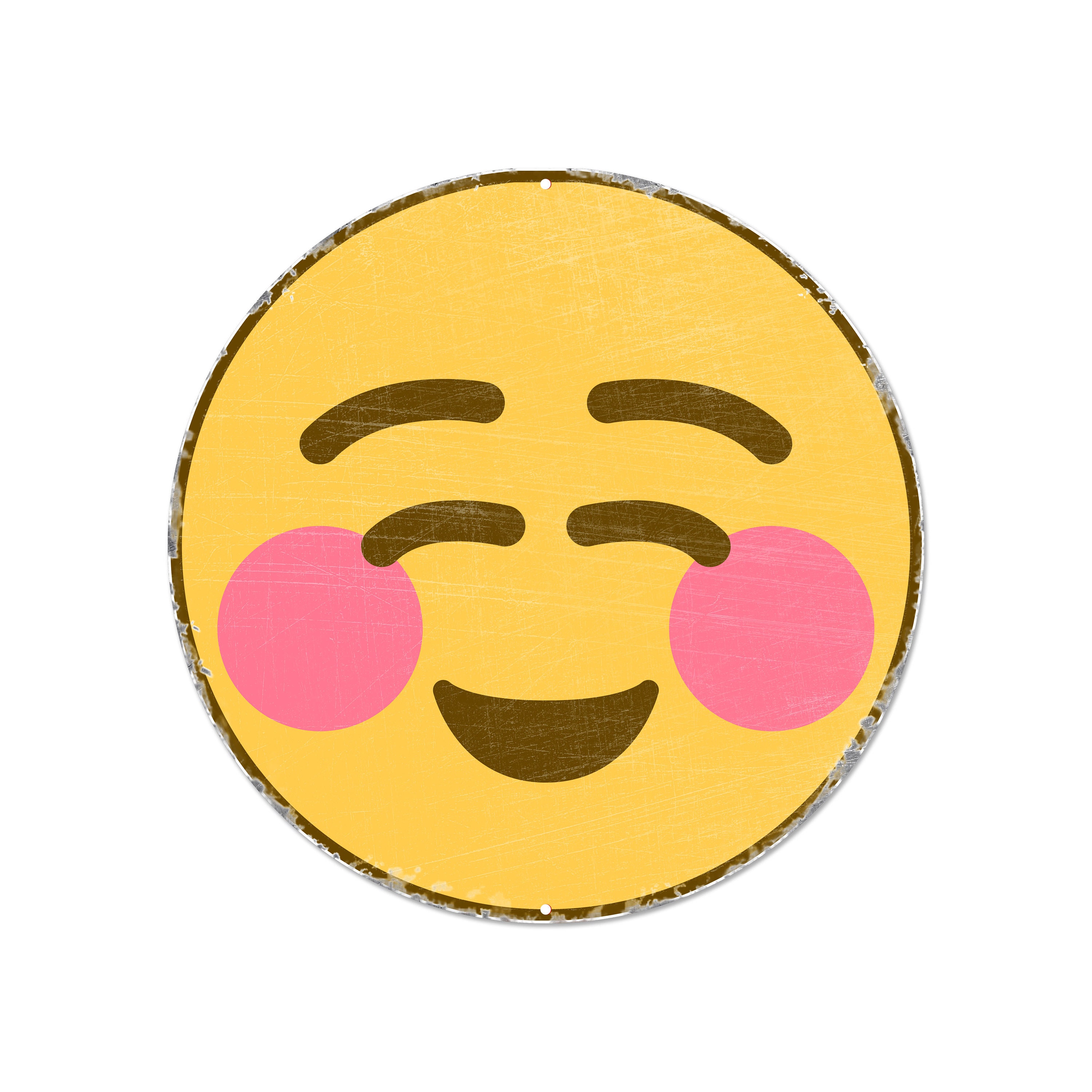 スマイリーフェイス ビンテージ絵文字サイン 12 インチ ラウンド