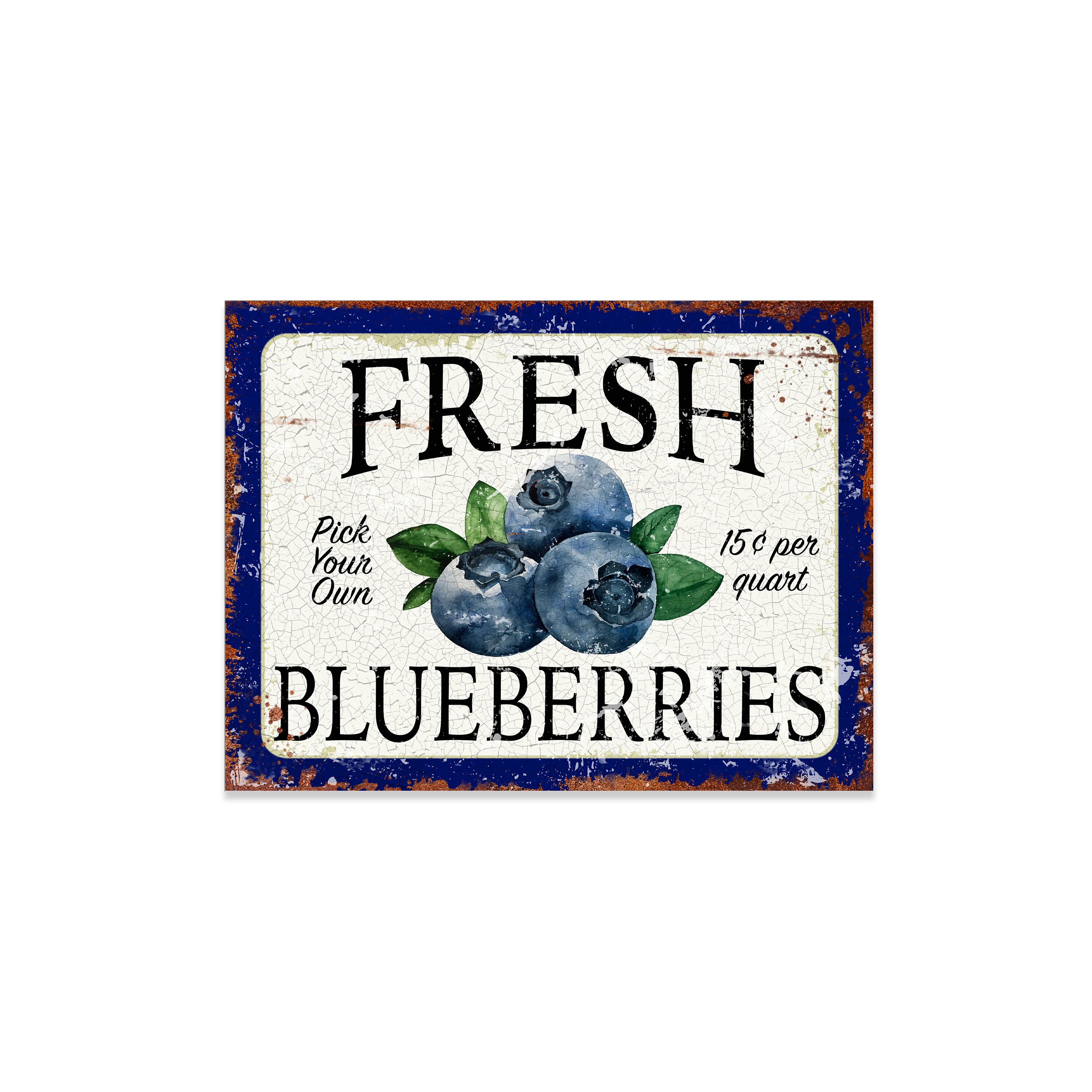 Rust Blueberry Sign Fresh Blueberries Sign | 12 X 9 Inch Metal Wall Art | Vintage Market ...