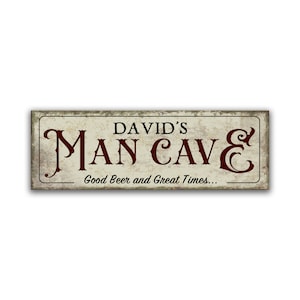 Man Cave Metal Sign Personalized 15 x 5 | Custom Vintage Style Your Name Here Gift for Man | Rusty Rustic Wall Hanging