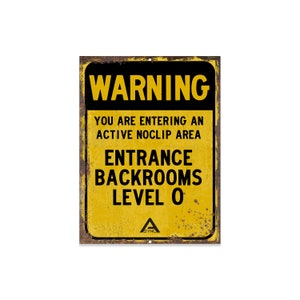 Backrooms Entrance Warning Sign | 12 x 9 Inch Metal Wall Art