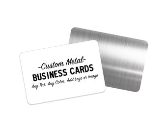 Custom Metal Business Cards  3 x 2 inches Wallet Size  | Any Color Any Text Add Logo or Image