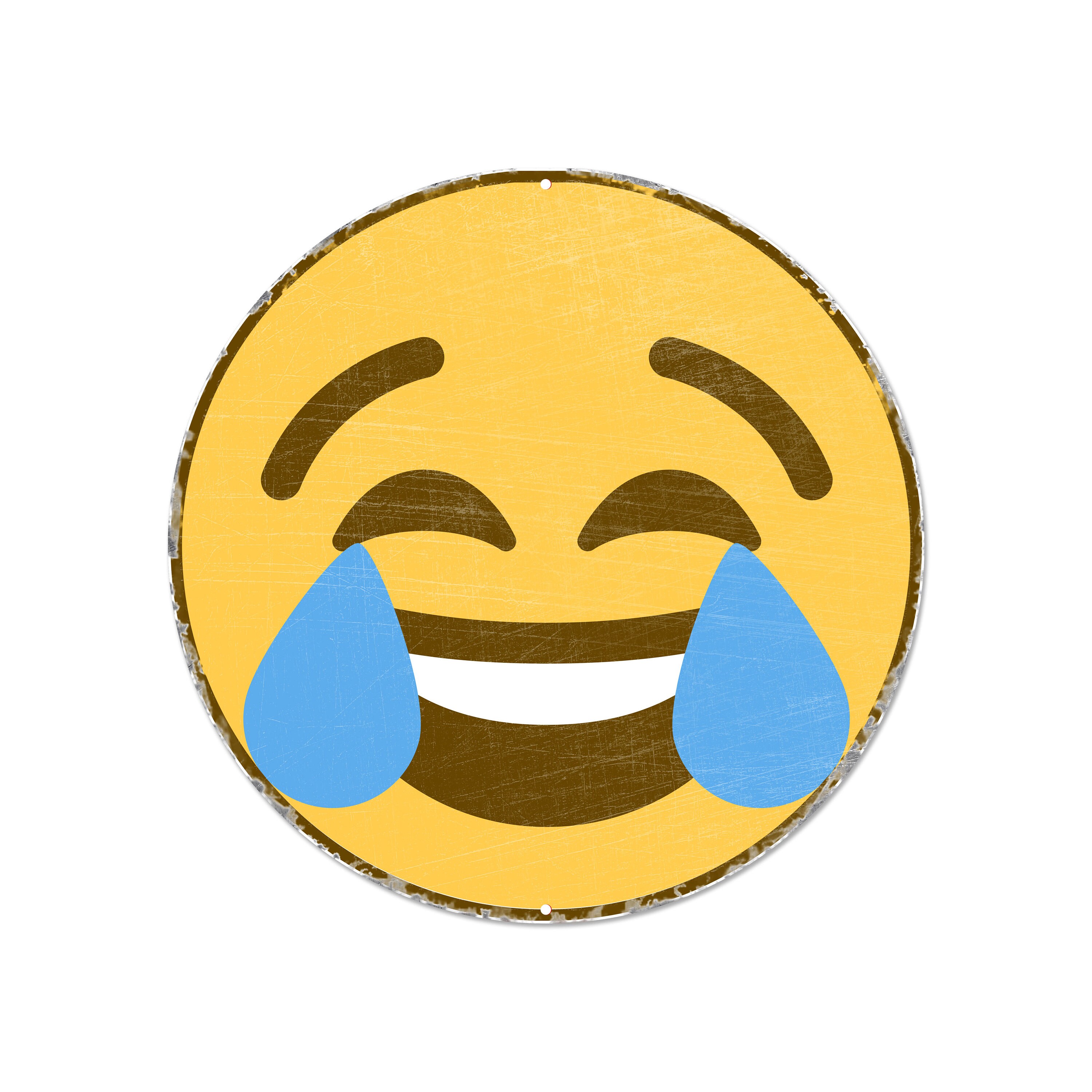 スマイリーフェイス ビンテージ絵文字サイン 12 インチ ラウンド