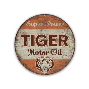 Vintage Automotive Sign | 12&quot; Metal Circle - Choose from 8 different signs - Garage Shop Gas Oil Motorcycle Wall Art