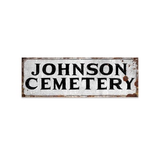 Cemetery Sign Vintage | Personalized with your Last Name | Halloween Decor